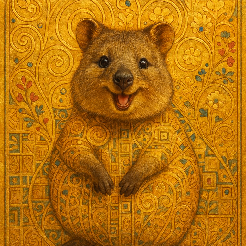 quokka reimagined as Klimt Gold