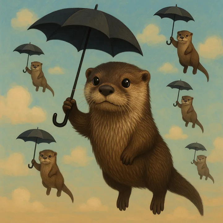 Surreal Umbrella Repeat — a Painted Critters style